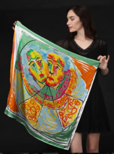 Silk scarf designed by Evelyn Floret